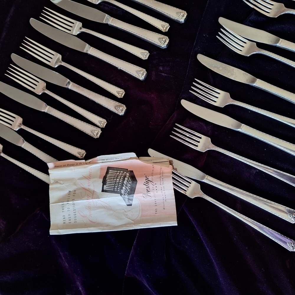 Prestige Silver Plate Vintage Prestine Forks and Knife  Set Lot 2 - Picture 12 of 16